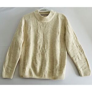 Weatherproof Vintage Women's M Cream Chenille Metallic Shimmer Snowflake Sweater
